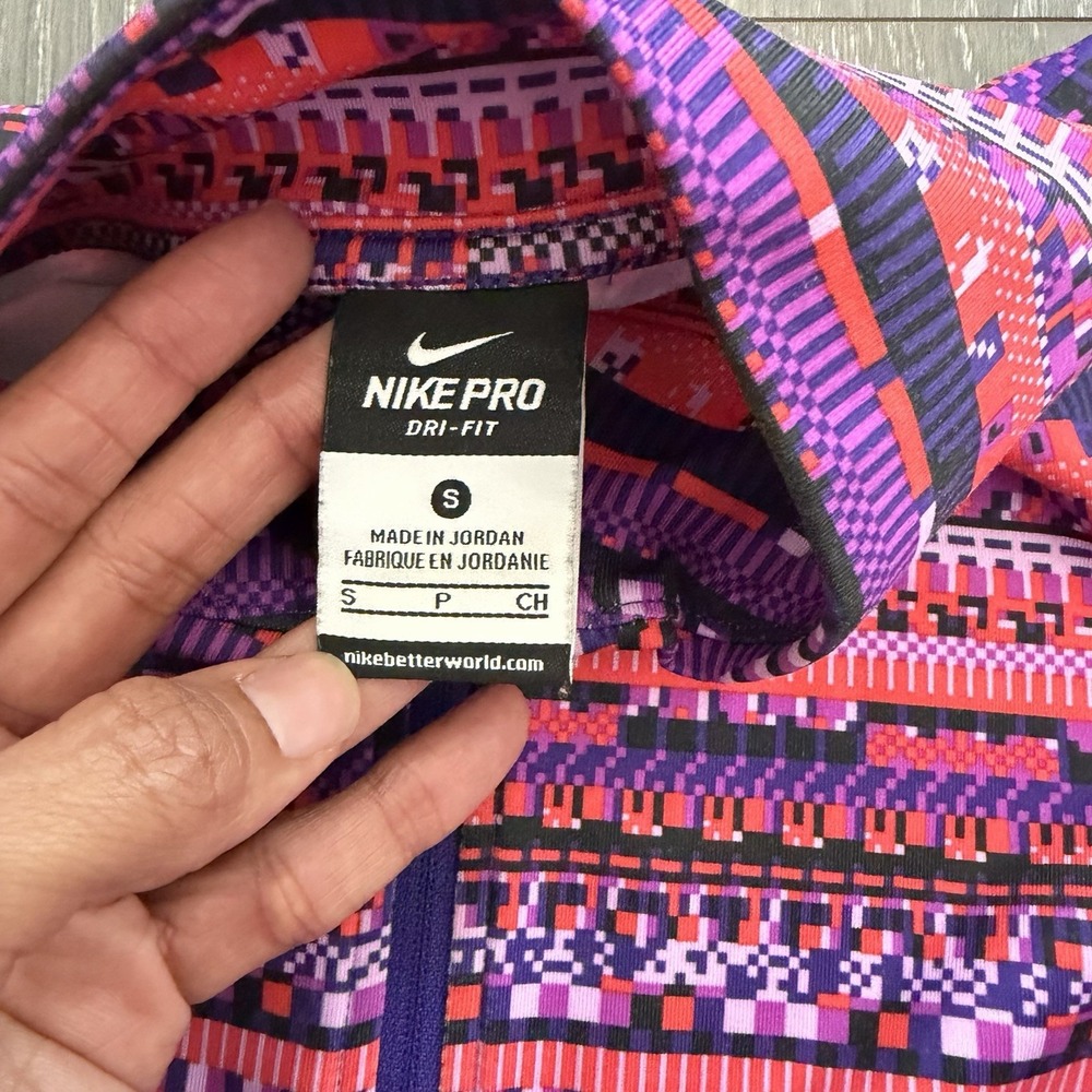 Nike Pro Dri Fit Running Shirt Half Zip Aztec Long Sleeve Womens S Athleisure - Picture 3 of 9